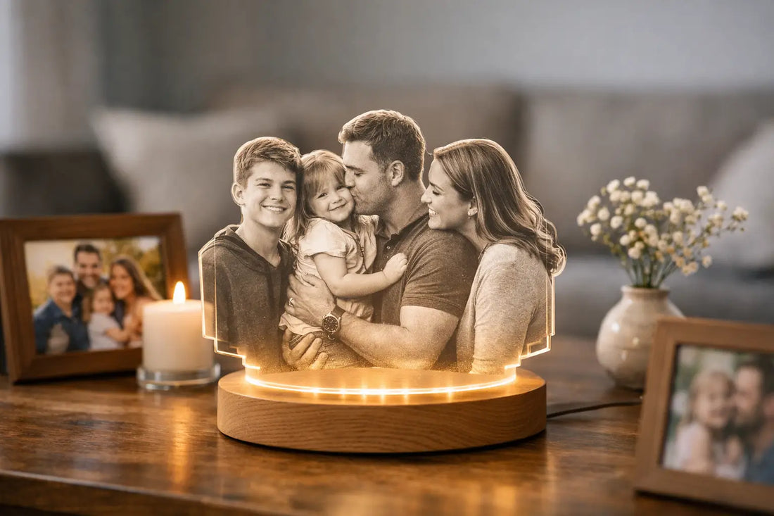 Personalisierte Erinnerungslampe für Familie