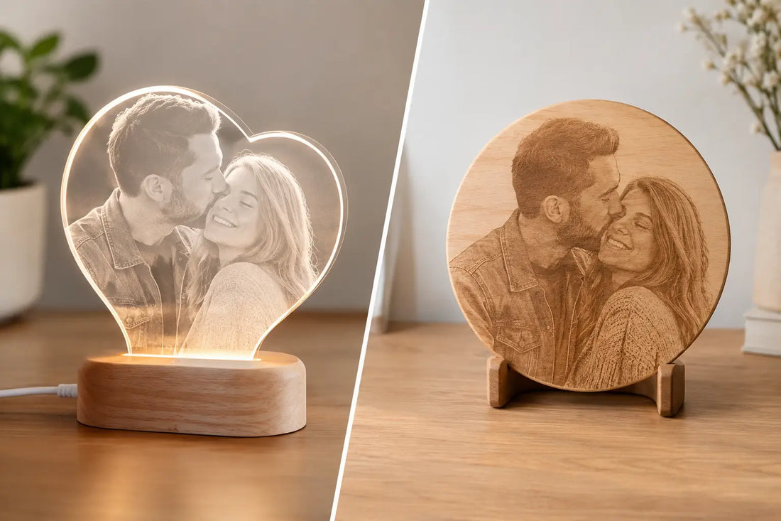 Acryl LED Lampe oder Holzgravur - was passt?