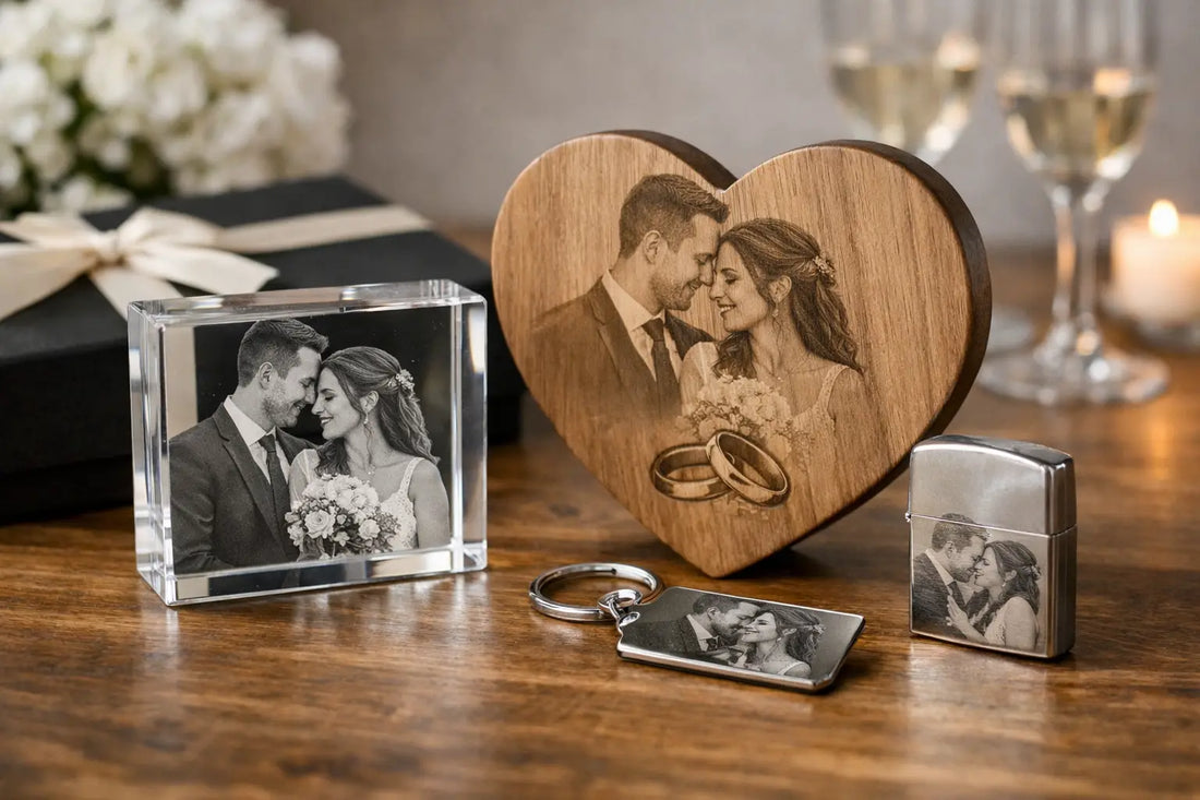 Hochzeitsgeschenk mit Wunschfoto gravieren