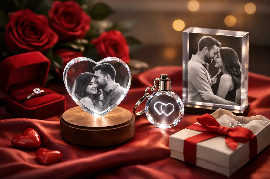 Valentinstag Geschenk mit Lichtgravur wählen