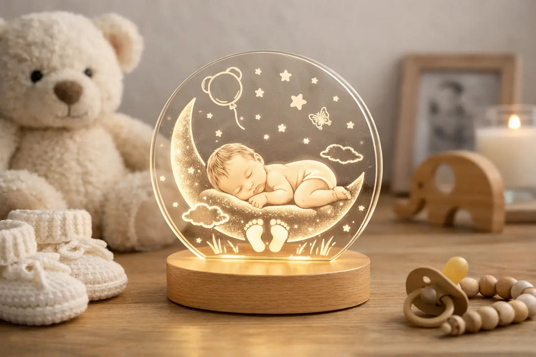 Geburtsgeschenk mit LED-Motiv, das bleibt