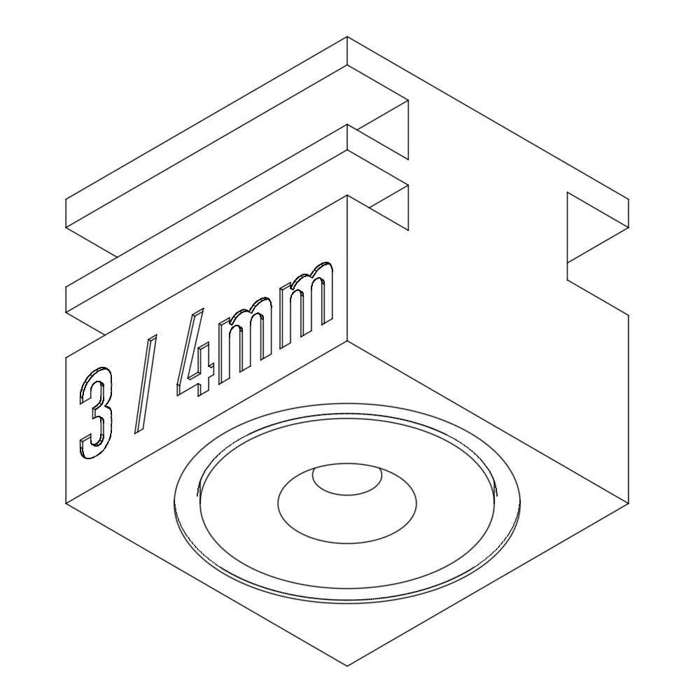 Skizze: 3-mm und 4-mm Anschlagstufen am 3-in-1 Abstandshalter für Wabengitter