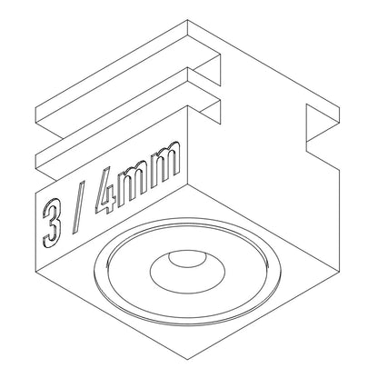 Skizze: 3-mm und 4-mm Anschlagstufen am 3-in-1 Abstandshalter für Wabengitter