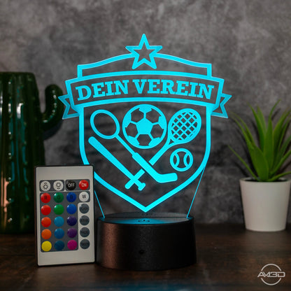3D LED Lampe mit Vereinslogo – Personalisierte Fan - Lampe für Sport - & Clubs - AM3D Shop