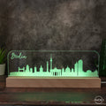 3D LED Lampe Skyline Berlin - AM3D Shopmit Holzsockel 30cm