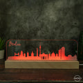 3D LED Lampe Skyline Berlin - AM3D Shopmit Holzsockel 30cm