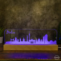 3D LED Lampe Skyline Berlin - AM3D Shopmit Holzsockel 30cm
