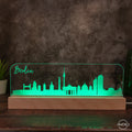 3D LED Lampe Skyline Berlin - AM3D Shopmit Holzsockel 30cm