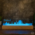 3D LED Lampe Skyline Dortmund - AM3D Shopmit Holzsockel 30cm