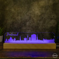 3D LED Lampe Skyline Dortmund - AM3D Shopmit Holzsockel 30cm
