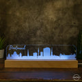 3D LED Lampe Skyline Dortmund - AM3D Shopmit Holzsockel 30cm