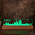 3D LED Lampe Skyline Dortmund - AM3D Shopmit Holzsockel 30cm