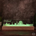 3D LED Lampe Skyline Dortmund - AM3D Shopmit Holzsockel 30cm