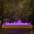 3D LED Lampe Skyline Dortmund - AM3D Shopmit Holzsockel 30cm