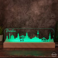 3D LED Lampe Skyline Dresden - AM3D Shopmit Holzsockel 30cm