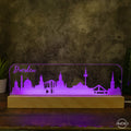 3D LED Lampe Skyline Dresden - AM3D Shopmit Holzsockel 30cm