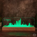 3D LED Lampe Skyline Dresden Leipzig - AM3D Shopmit Holzsockel 30cm