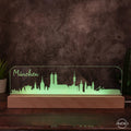 3D LED Lampe Skyline München - AM3D Shopmit Holzsockel 30cm