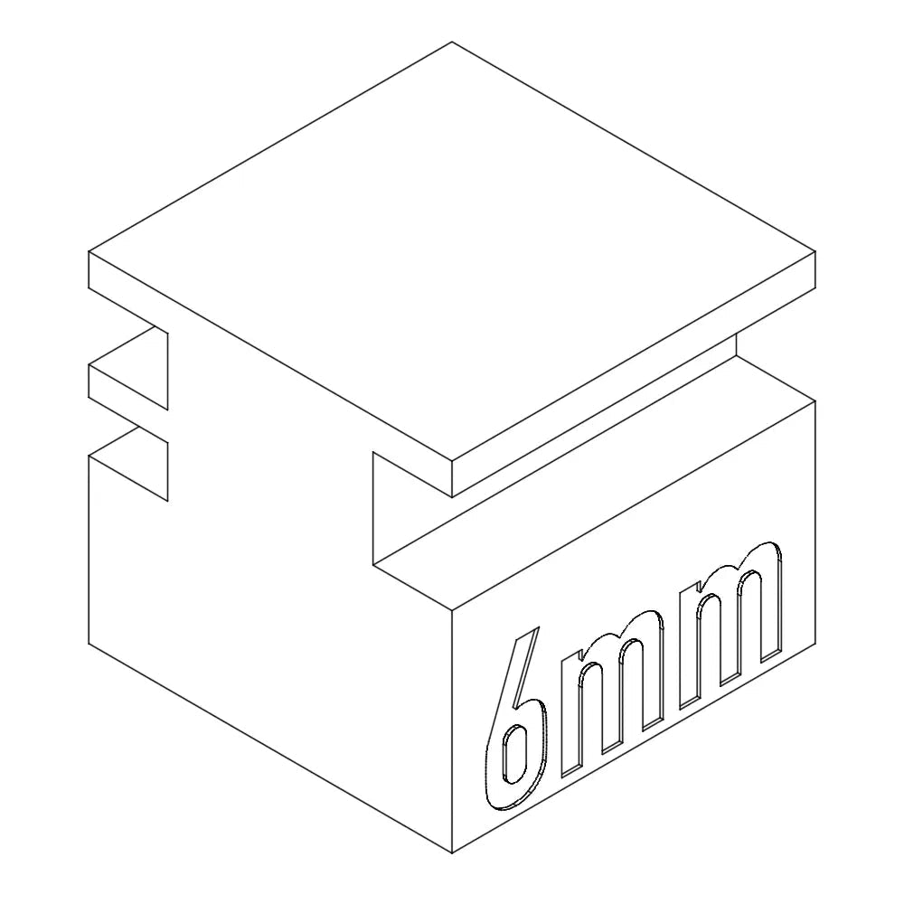 Skizze: 6-mm Stufe des magnetischen Abstandshalters/Anschlagwürfels für Honeycomb-Laserbett
