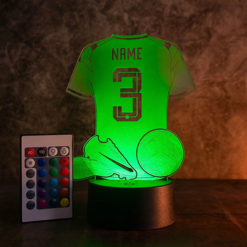Personalisierte Fußballlampe mit Name & Wunschnummer