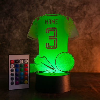 Personalisierte Fußballlampe mit Name & Wunschnummer