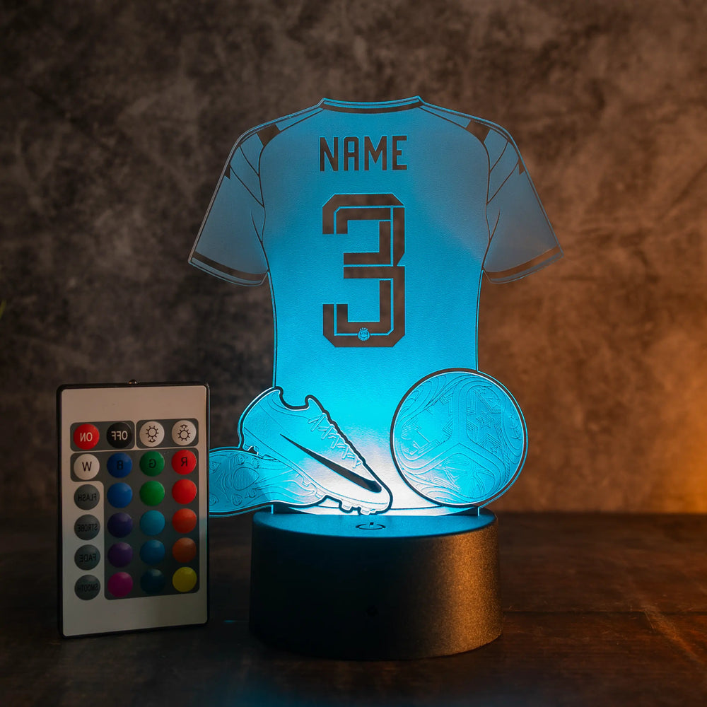 Personalisierte Fußballlampe mit Name & Wunschnummer