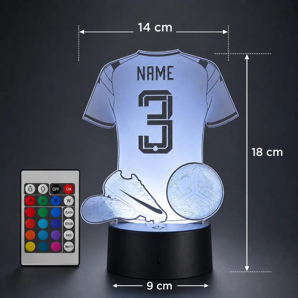 Personalisierte Fußballlampe mit Name & Wunschnummer