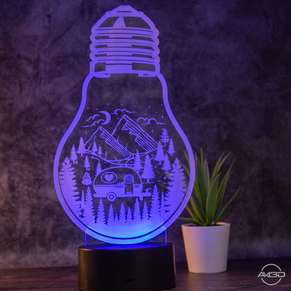Camping Lampe, perfekt für jeden Campingfan / Tischlampe LED Acryl - AM3D Shopmit Kunststoffsockel