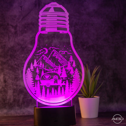 Camping Lampe, perfekt für jeden Campingfan / Tischlampe LED Acryl - AM3D Shopmit Kunststoffsockel