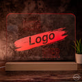 Dein Logo oder Motiv als XL LED Lampe aus Acryl 30cm breit - AM3D Shopmit Holzsockel 30cm