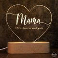 Herzlampe „Mama – schön, dass es dich gibt“ - AM3D Shopmit Holzsockel 15cm