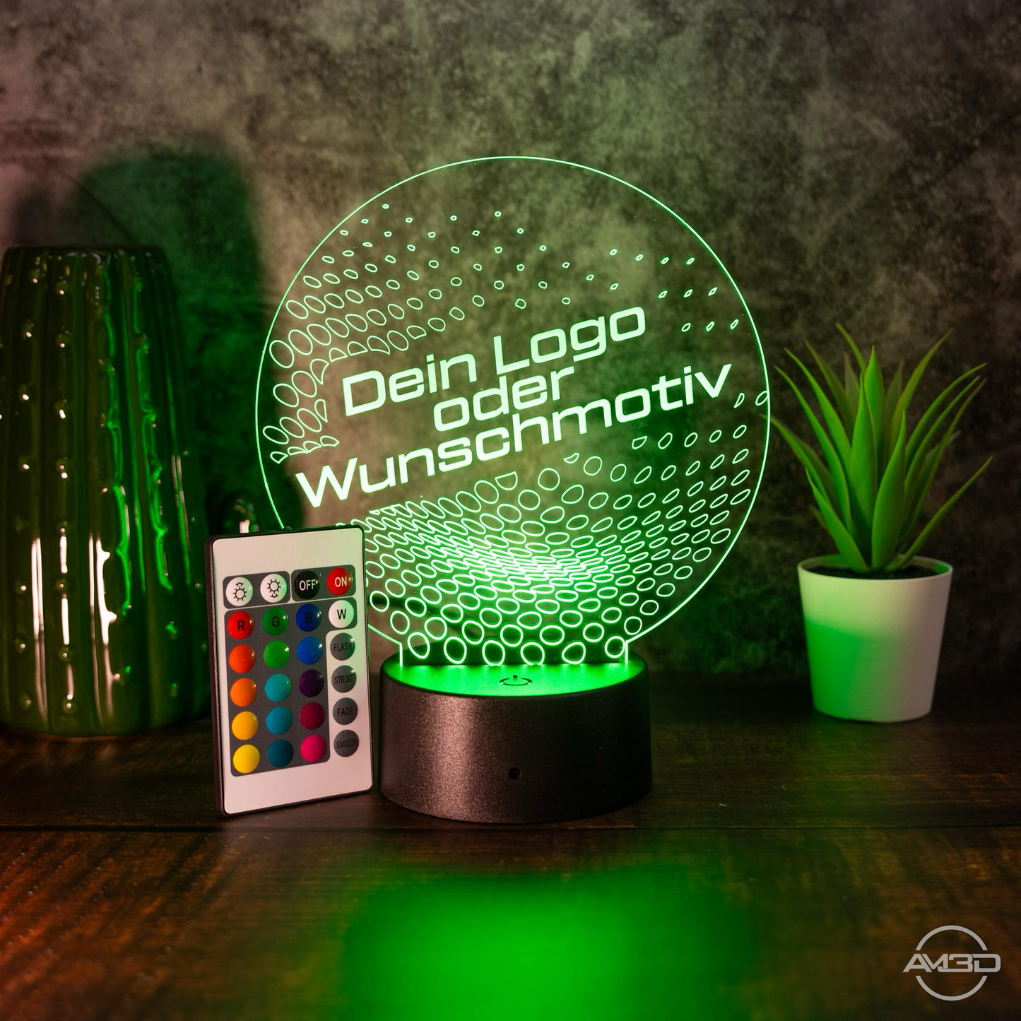 3D LED Lampe mit Logo – Personalisierte Acryl-Leuchte mit RGB Farbwechsel – Geschenk für Firmen, Männer, Büro & Geburtstag