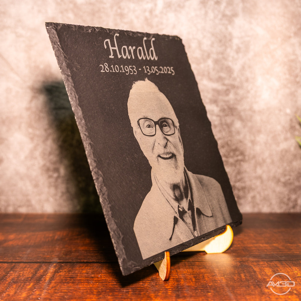 Individuelle Schiefer - Gedenktafel mit Fotogravur - AM3D Shop