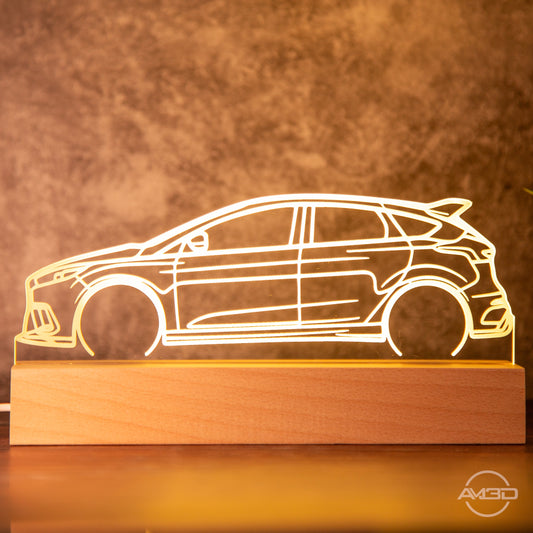 Lampe Auto Silhouette, Nachtlicht, Tischlampe Auto, Geschenkidee Autofans, viele Modelle verfügbar - AM3D Shopmit Holzsockel 20cm