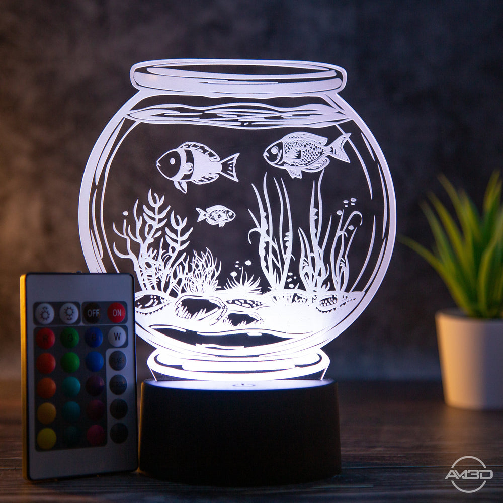 LED Aquarium Tischlampe - Pflegeleichte Deko Lampe für entspannende Atmosphäre - AM3D Shopmit Kunststoffsockel