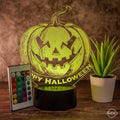 LED Halloween - Lampe mit Gruseligem Kürbis - Design und Fernbedienung - Stimmungsvolle Dekoration - AM3D Shopmit Kunststoffsockel