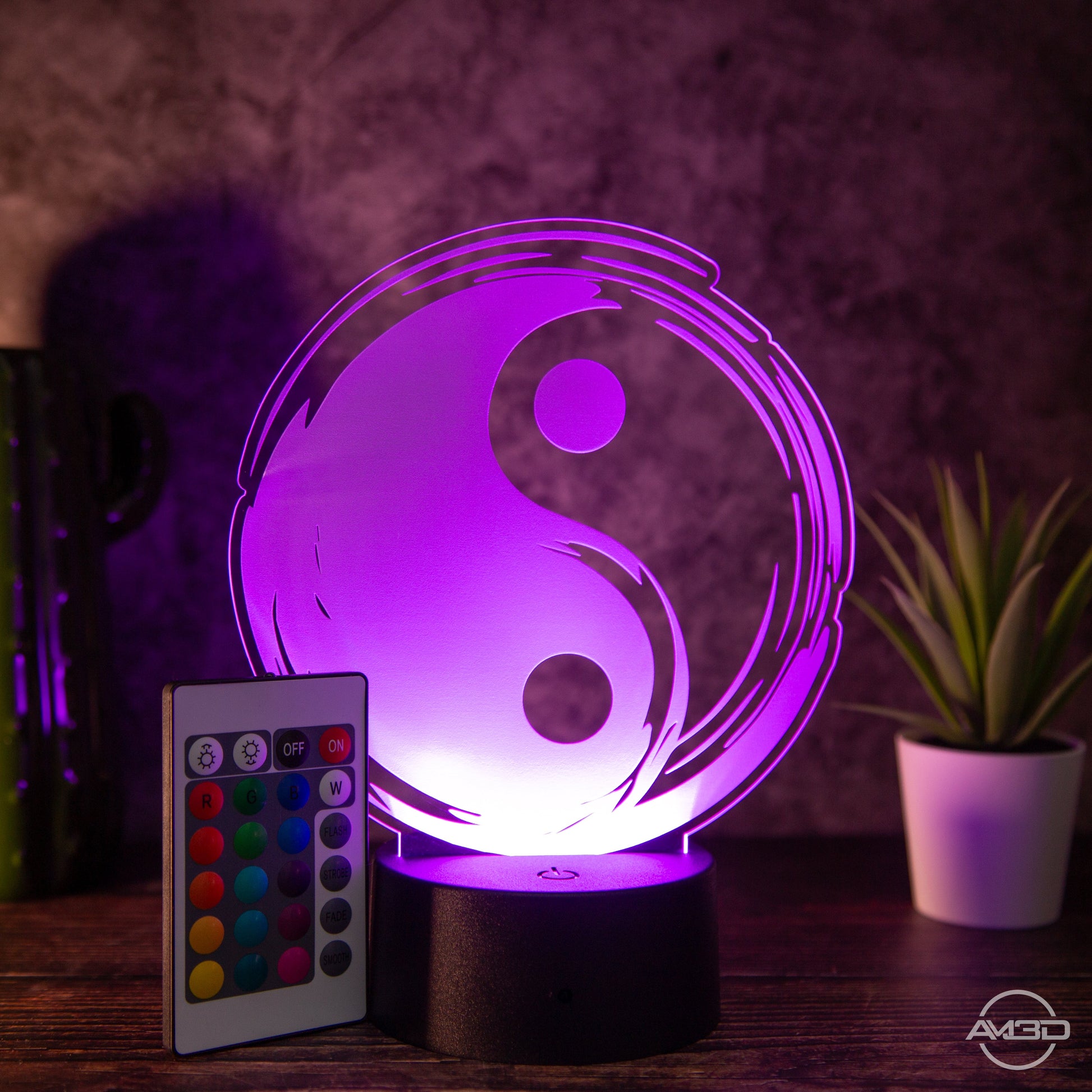 LED - Lampe aus Acryl "Yin Yang" - AM3D Shopmit Kunststoffsockel