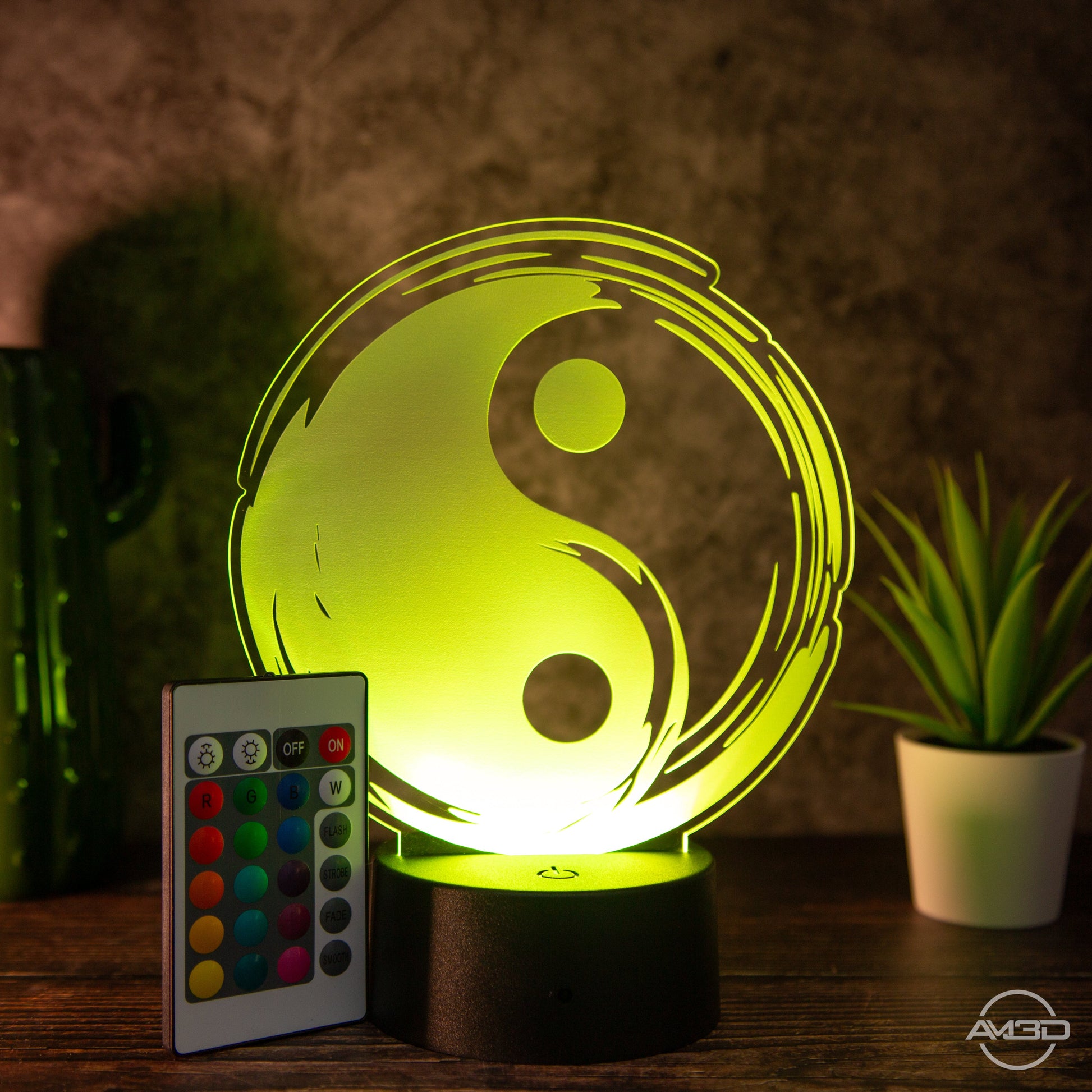 LED - Lampe aus Acryl "Yin Yang" - AM3D Shopmit Kunststoffsockel
