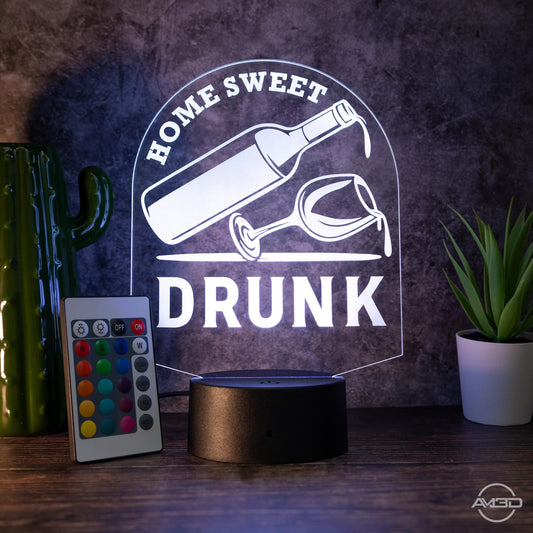 LED - Lampe "Home Sweet Drunk" - Humorvolles Highlight für Weinliebhaber - AM3D Shop