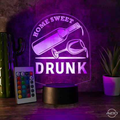 LED - Lampe "Home Sweet Drunk" - Humorvolles Highlight für Weinliebhaber - AM3D Shop