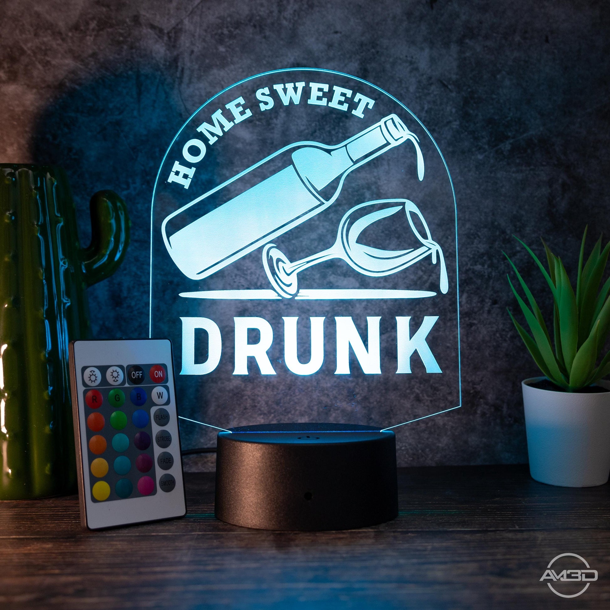 LED - Lampe "Home Sweet Drunk" - Humorvolles Highlight für Weinliebhaber - AM3D Shop