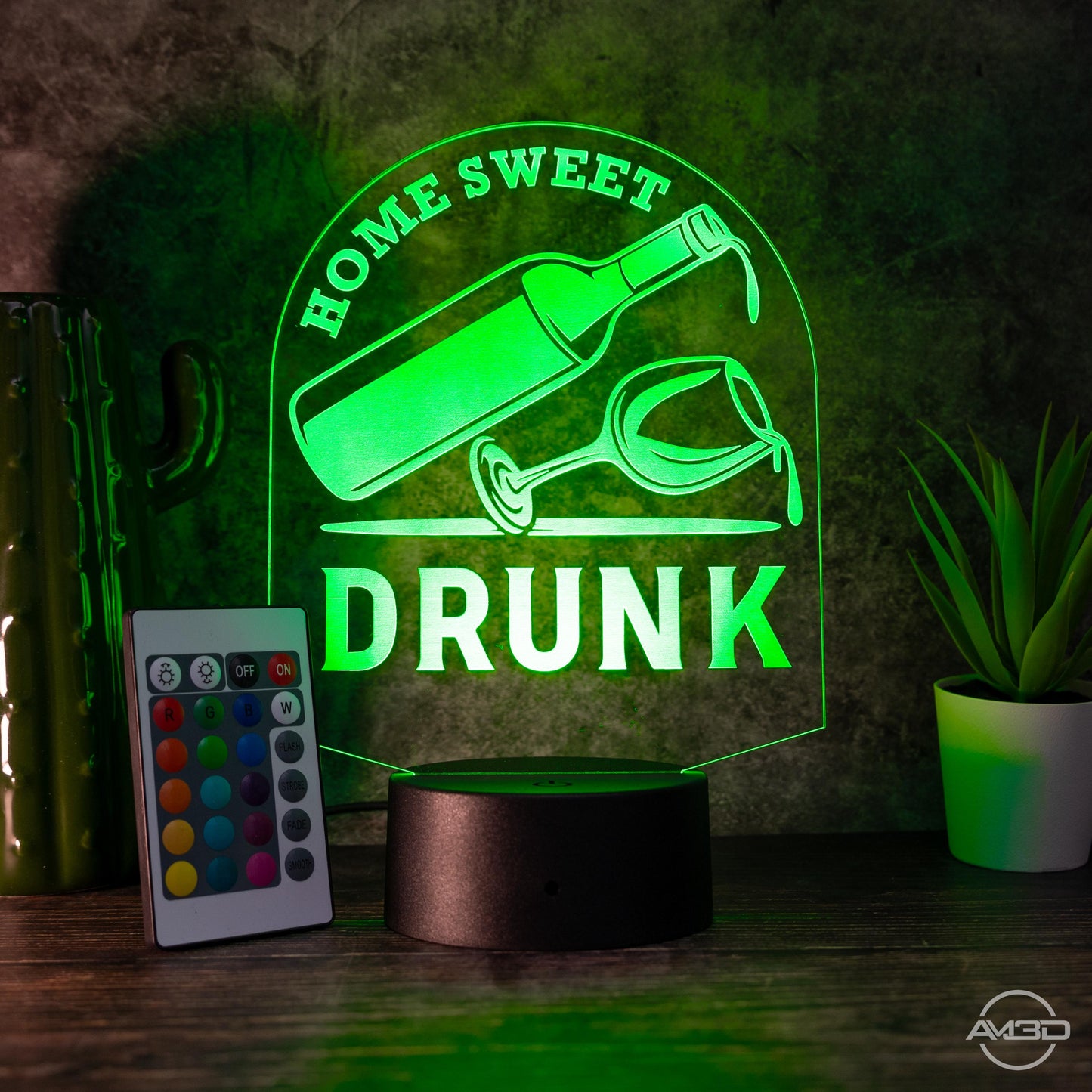 LED - Lampe "Home Sweet Drunk" - Humorvolles Highlight für Weinliebhaber - AM3D Shop