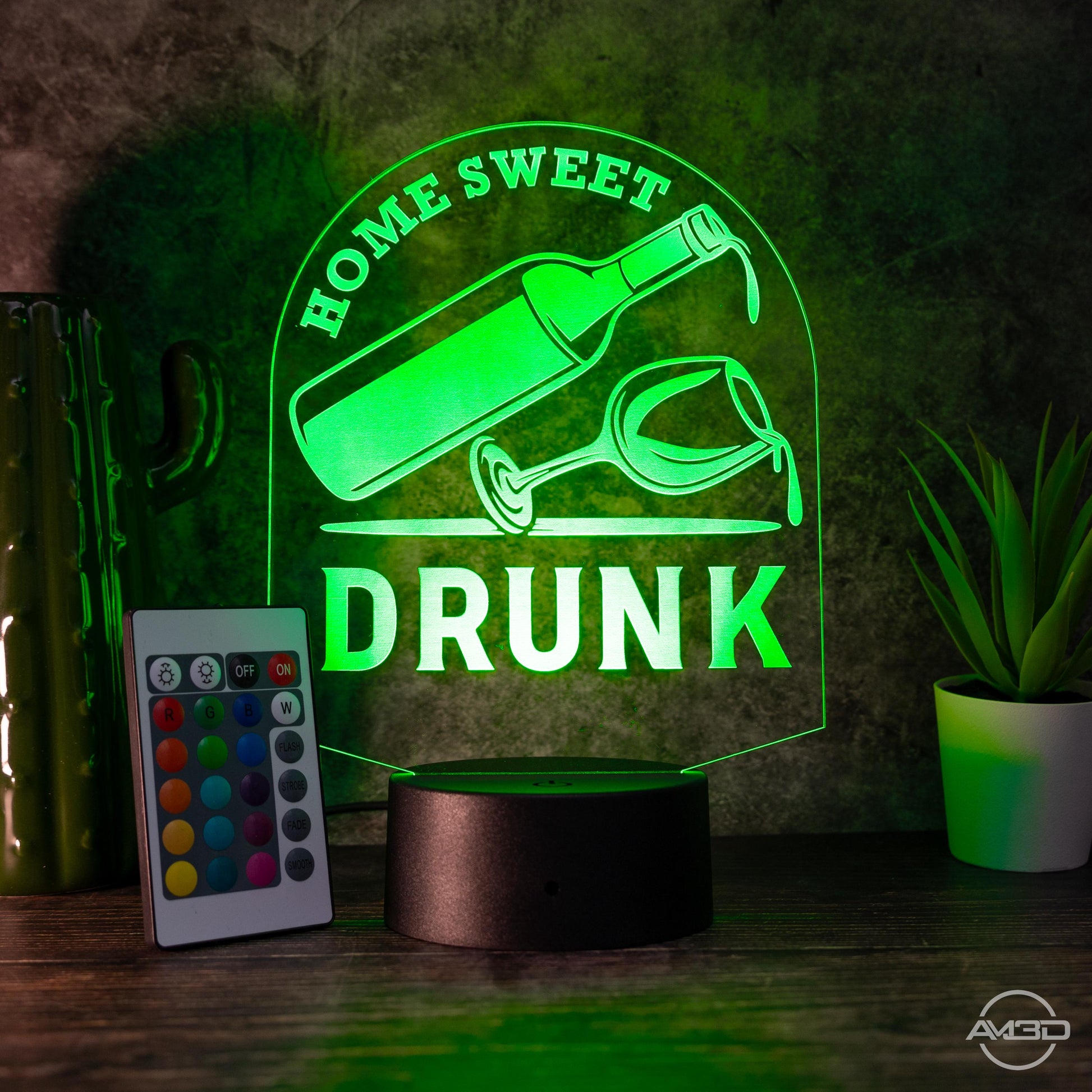 LED - Lampe "Home Sweet Drunk" - Humorvolles Highlight für Weinliebhaber - AM3D Shop
