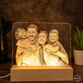 LED - Lampe mit Fotogravur aus Acryl – personalisiertes Nachtlicht mit Familienfoto oder Kinderbild - AM3D Shopmit Holzsockel 15cm