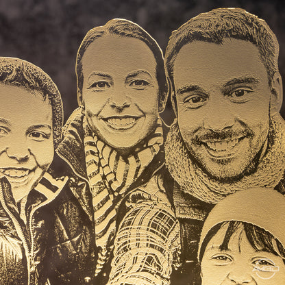 LED - Lampe mit Fotogravur aus Acryl – personalisiertes Nachtlicht mit Familienfoto oder Kinderbild - AM3D Shopmit Holzsockel 15cm
