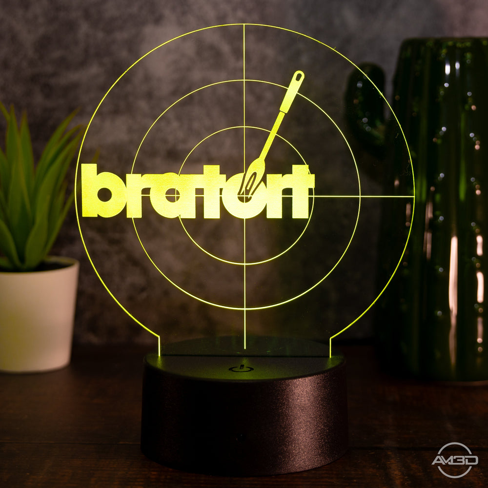 LED - Leuchte „bratort“ – Die humorvolle Grill - Lampe für Krimi - Fans - AM3D Shopmit Kunststoffsockel