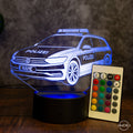 LED - Leuchte „Polizeiauto“ mit Wunschkennzeichen – 3D - Licht für kleine Blaulichtfans - AM3D Shopmit Kunststoffsockel