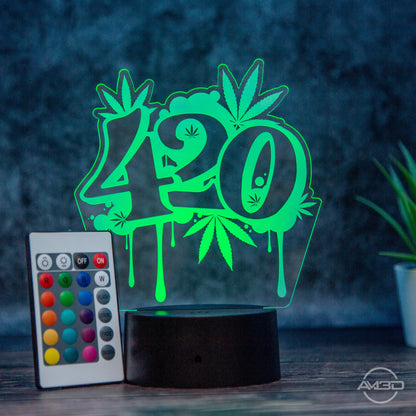 LED Tischlampe aus Acryl "420 - Weed" - AM3D Shopmit Kunststoffsockel