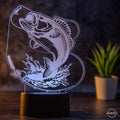 LED Tischlampe aus Acryl - Angeln // Fischen// Nachtlicht LED Acryl - AM3D Shopmit Kunststoffsockel