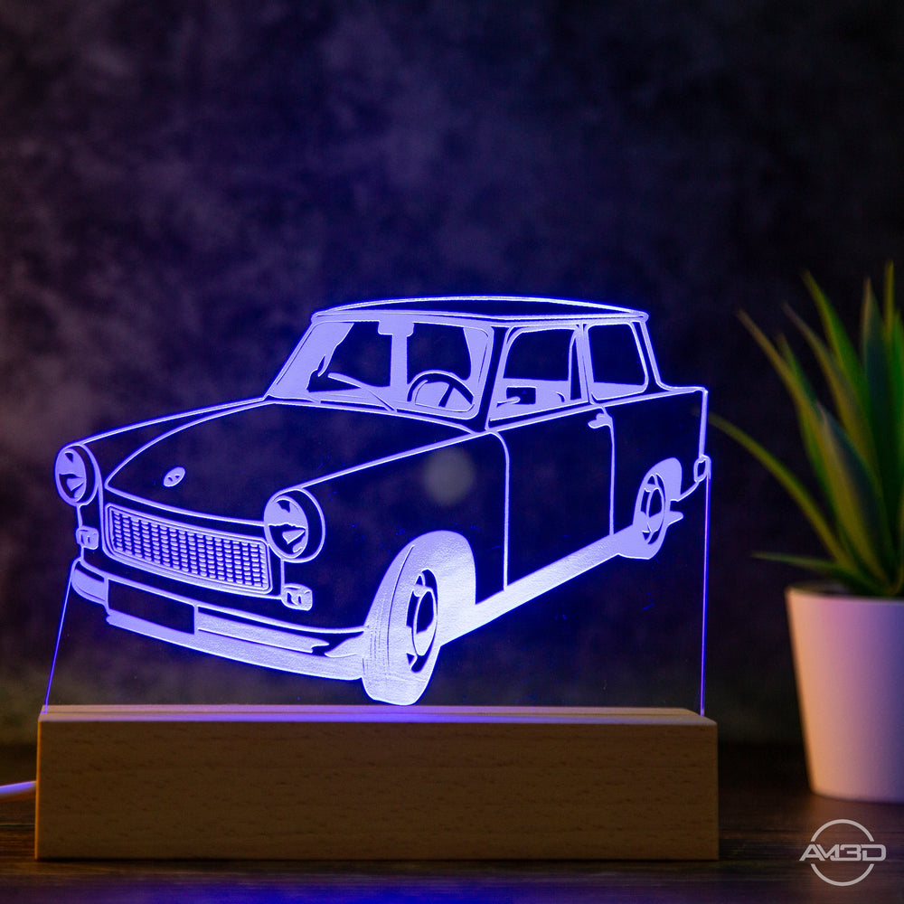 LED Tischlampe aus Acryl für Oldtimer - Fans - AM3D Shopmit Holzsockel 15cm
